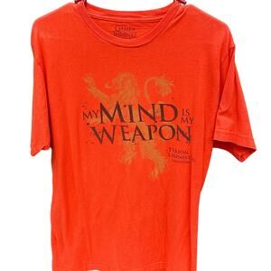 Game of Thrones My Mind is my Weapon Tyrion Lannister orange T-shirt Size Large
